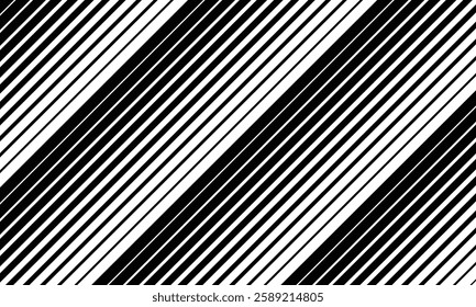 High-Contrast Black and White Diagonal Striped Geometric Pattern with Optical Illusion Effect and Modern Abstract Aesthetic