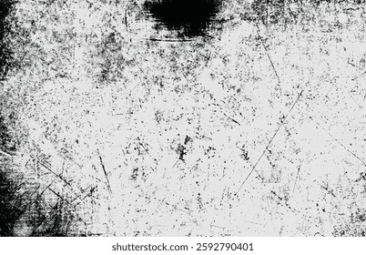 High-contrast black and white grunge texture with scratches, stains, and rough distressed details, perfect for backgrounds.