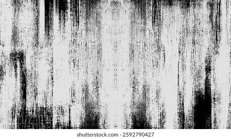 High-contrast black and white grunge texture with vertical distressed lines and rough noise. Ideal for backgrounds and overlays.