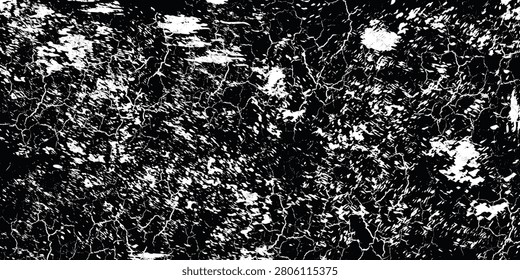 High-contrast black and white grunge texture resembling cracked earth or an aerial map, featuring chaotic lines, noise and distressed patterns ideal for backgrounds, overlays, graphic design and texture effects.