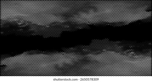 
High-contrast black and white halftone pattern with a central void, creating a dynamic and edgy abstract background or grunge overlay