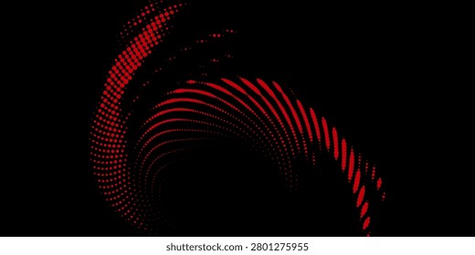 High-contrast black and white halftone spiral forming a dynamic dotted vortex and flowing swirl pattern. Minimal, modern abstract graphic ideal for backgrounds, technology, motion design, digital art, and visual effects projects.