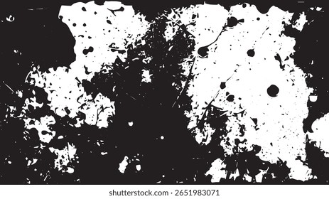 High-Contrast Black and White Ink Splatter Texture with Grunge Abstract Pattern
