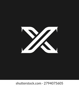 High-contrast black and white logo with sharp stylized interwoven lines forming an abstract 