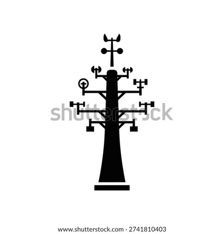 High-contrast black and white religious cross with crown of thorns and nails, clean vector illustration for spiritual designs.