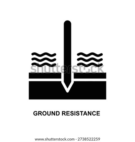High-contrast black and white vector illustration of electrical ground resistance symbol, ideal for technical manuals, engineering diagrams, and safety guides.