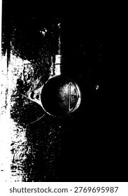 High-contrast black and white vector silhouette of an electrical junction box. Artistic monochromatic illustration with weathered, gritty industrial texture, perfect for minimalist logos, stencils, and graphic prints.
