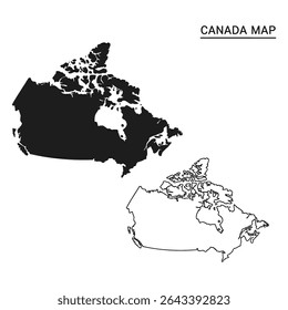 "High-Contrast Canada Map Outline – Black and White Vector Design"