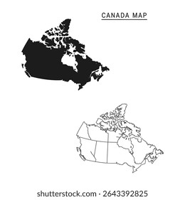 "High-Contrast Canada Map Outline – Black and White Vector Design"