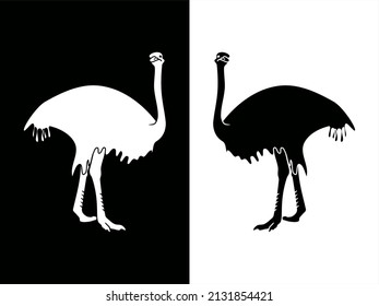 highcontrast card with monochrome ostrich