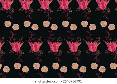 High-contrast floral illustrations on Dark  Background with a modern editorial vibe, perfect for book covers, stationery, and high-end branding.