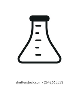 High-contrast glyph style of flask for research topics.