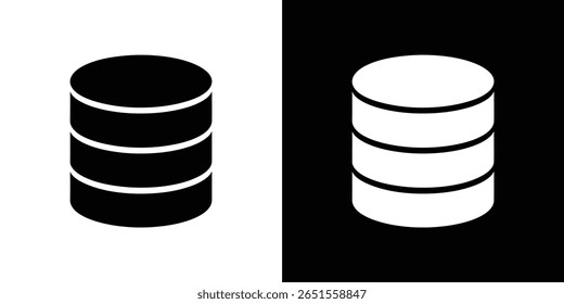 High-contrast graphic featuring two database icons, one black on white, one white on black, separated by a vertical line in a simple vector style.