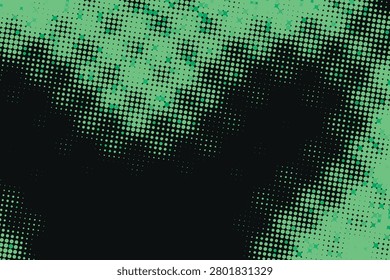 High-contrast grunge halftone texture with green and black dots