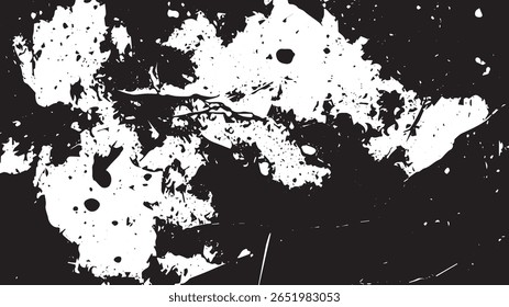 High-Contrast Grunge Splatter Texture, Abstract Black and White Ink Background