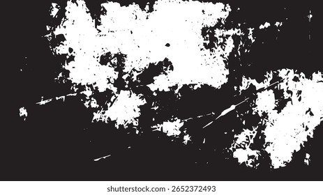 High-Contrast Grunge Texture with Cracked Splatter Overlay, Abstract Black and White Distressed Background