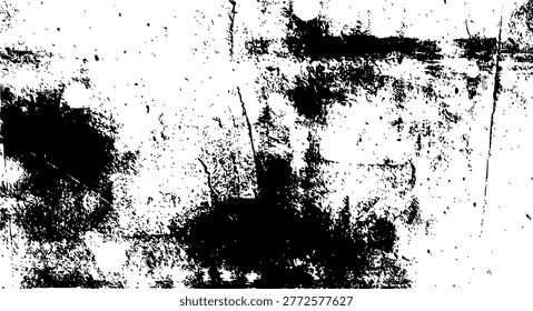 A high-contrast grunge texture featuring weathered effects, dark ink smudges, and abrasive scratch marks. This black and white overlay is ideal for adding a rough, industrial, or vintage look to your designs. It serves as a versatile textured background for poster design, photo manipulation, and creative graphic projects.