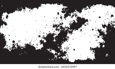 High-Contrast Grunge Texture with Splatter and Eroded Edges for Photo Masks and Overlays
