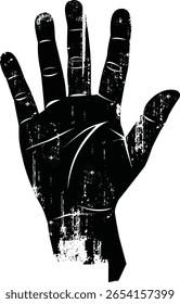  A high-contrast grunge vector illustration of a handprint