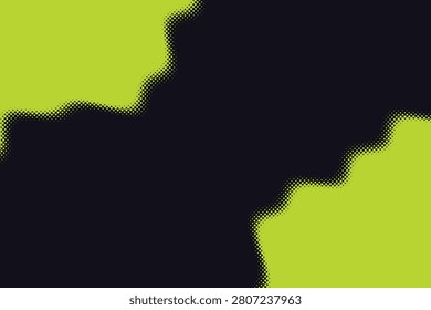 High-contrast halftone black and green geometric border pattern