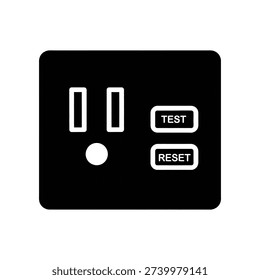 High-contrast image of a GFCI outlet with test and reset buttons, ideal for safety and electrical concepts.