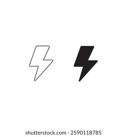 high-contrast lightning icons, one black and one white, suitable for web design, UI elements, or graphic design projects.