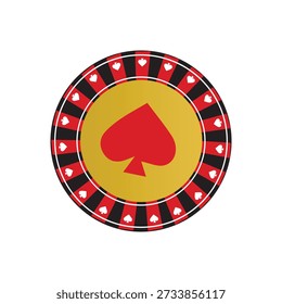High-Contrast Poker Chip Design Featuring Red Spade and Gold Center