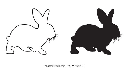 High-Contrast Rabbit Silhouette - Sharp Rabbit Outline for Designers
