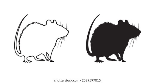 High-Contrast Rat Silhouette - Sharp Rat Outline for Designers
