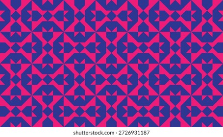 Textura vetorial sem emenda de alto contraste com estética ciber-gótica. Magenta escuro e motivo geométrico azul para design têxtil e papel de parede
