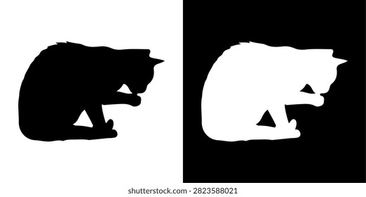 A high-contrast silhouette image of a bear, showcasing its profile with detailed features against contrasting backgrounds.