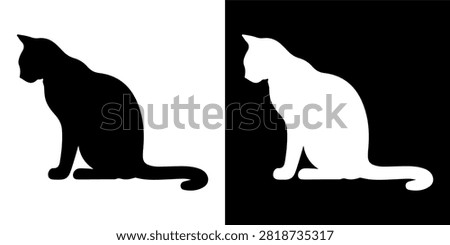 A high-contrast silhouette of a sitting cat, emphasizing its shape and posture, suitable for pet, animal, and wildlife themes.