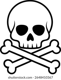 High-contrast skull and crossbones icon, commonly associated with danger, poison, or pirate symbolism. Perfect for warning signs, edgy fashion, or Halloween-themed graphics.