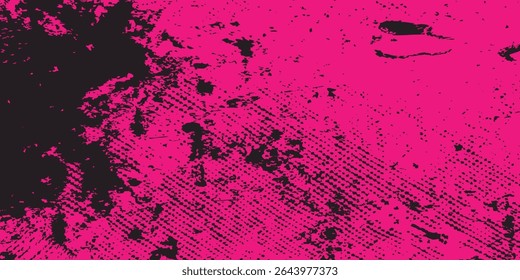 High-contrast vector background. Vibrant pink and black are separated by a rough, distressed grunge border, creating a modern and edgy effect for banners and flyers.modern Vector