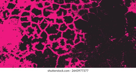 High-contrast vector background. Vibrant pink and black are separated by a rough, distressed grunge border, creating a modern and edgy effect for banners and flyers.modern Vector