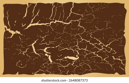 High-contrast vector texture of cracked earth symbolizing drought and dryness. Perfect for environmental, desert, or natural disaster themes in design projects.