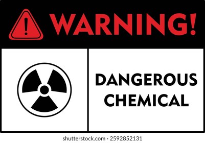 A high-contrast warning sign featuring a red triangle with an exclamation mark and a black radioactive symbol.