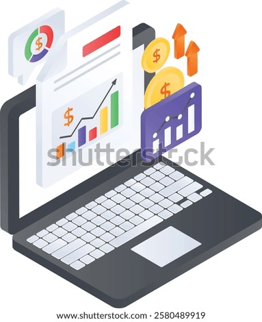high-converting landing pages isometric concept, seo optimized conversion ratio vector icon design, Web hosting service Symbol, Computing machines Sign, Internet Application Management illustration