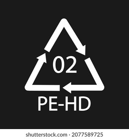 High-density Polyethylene 02 PE-HD Black Icon Symbol