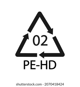 Polyethylen 02 PE-HD mit hoher Dichte Symbol