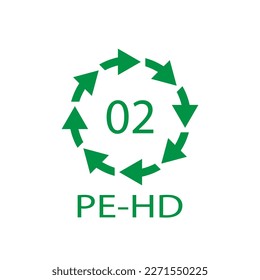 High-density Polyethylene 02 PE-HD Icon Symbol