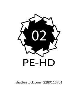 High-density Polyethylene 02 PE-HD Icon Symbol