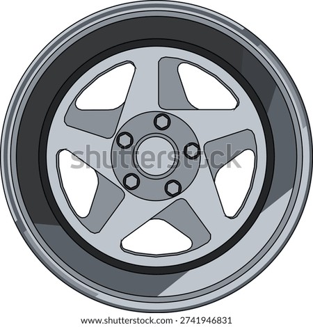 High-detail aftermarket wheel vector showcasing custom finish styling. Perfect for car tuning brochures, motorsport content, and vehicle modification showcases.