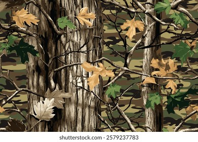 High-Detail Real Tree Camouflage for Tactical and Survival Gear