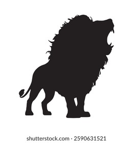 High-Detail Roaring Lion Silhouette for Unique and Eye-Catching Artwork - Lion Vector - Lion Icon
