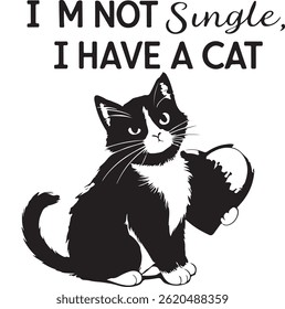 High-Detail Silhouette Cat Typography T-Shirt Designs on White Background