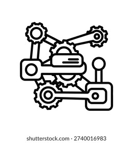 High-detail vector illustration of a robotic arm with gears showcasing industrial automation, engineering precision, and modern technology concepts.