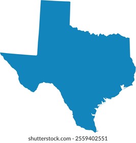 A high-detail vector illustration of the state of Texas in blue color with a clean white outline. Perfect for infographics, educational projects, maps, and graphic design. Fully editable and scalable 