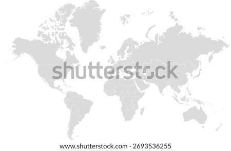 High-detail vector world map showing all continents and regions in blue color on a white background. Fully editable EPS 10 file ideal for global reports, presentations, and educational or infographic 