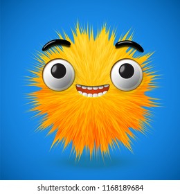 High-detailed 3D fur emoticon, vector illustration